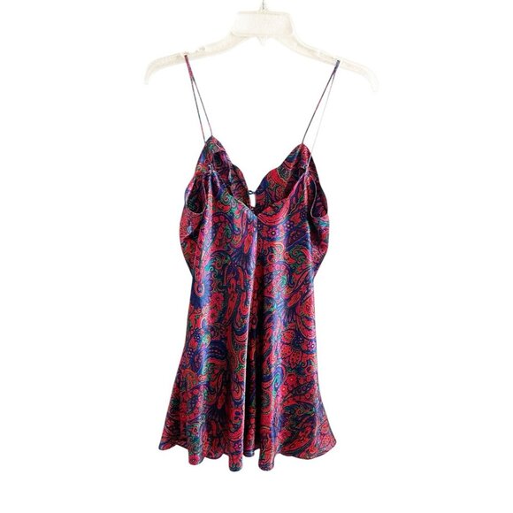 Vintage Victoria Secret Slip Dress Floral Paisley Satin Size Medium 90s Y2K - Picture 3 of 9
